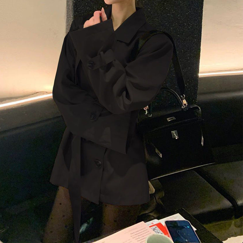 Versatile Loose Slimming Suit Collar Mid-length Coat