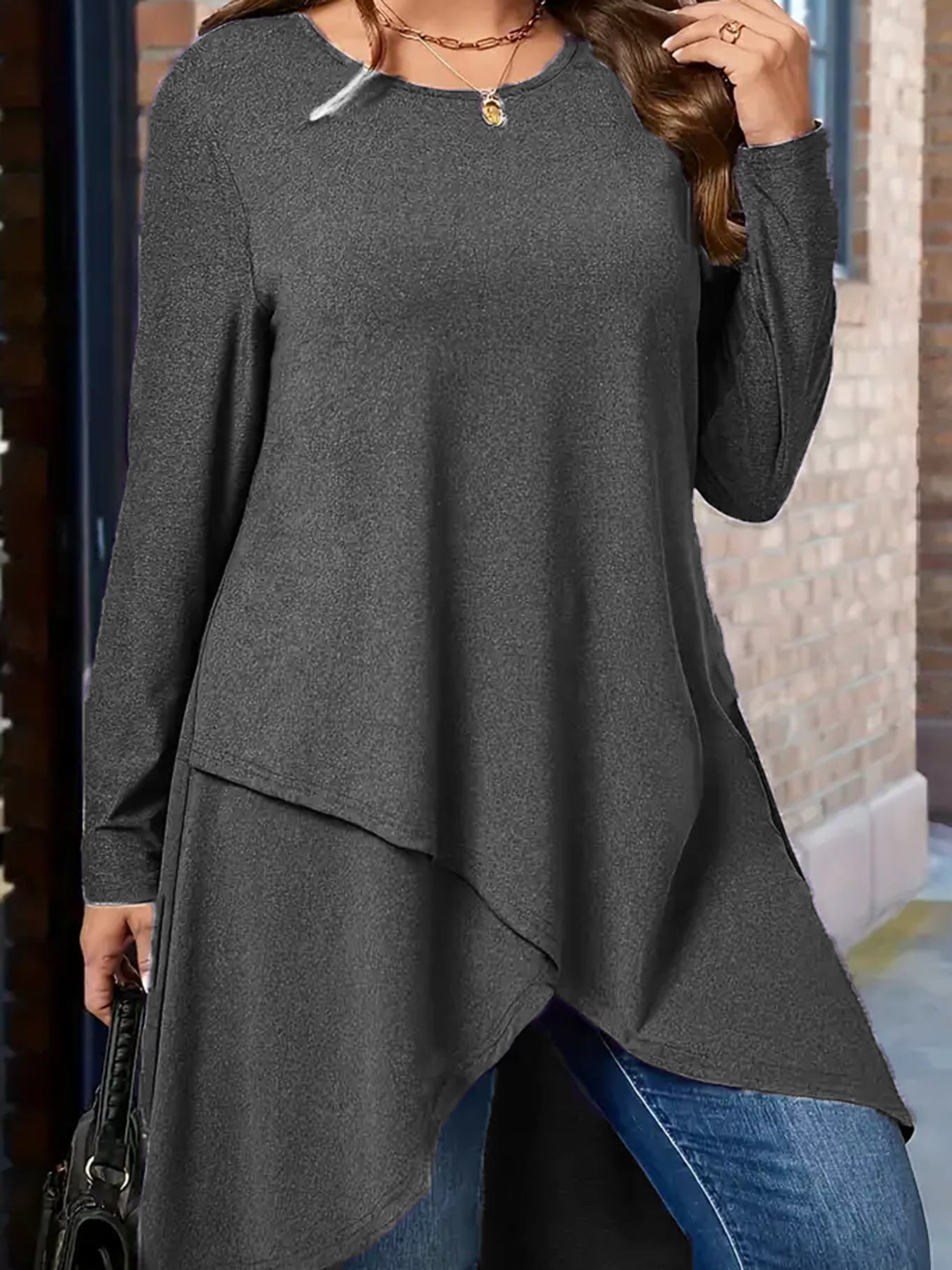 Plus Size Women's Autumn And Winter New Casual Loose Long Sleeves Outerwear Top