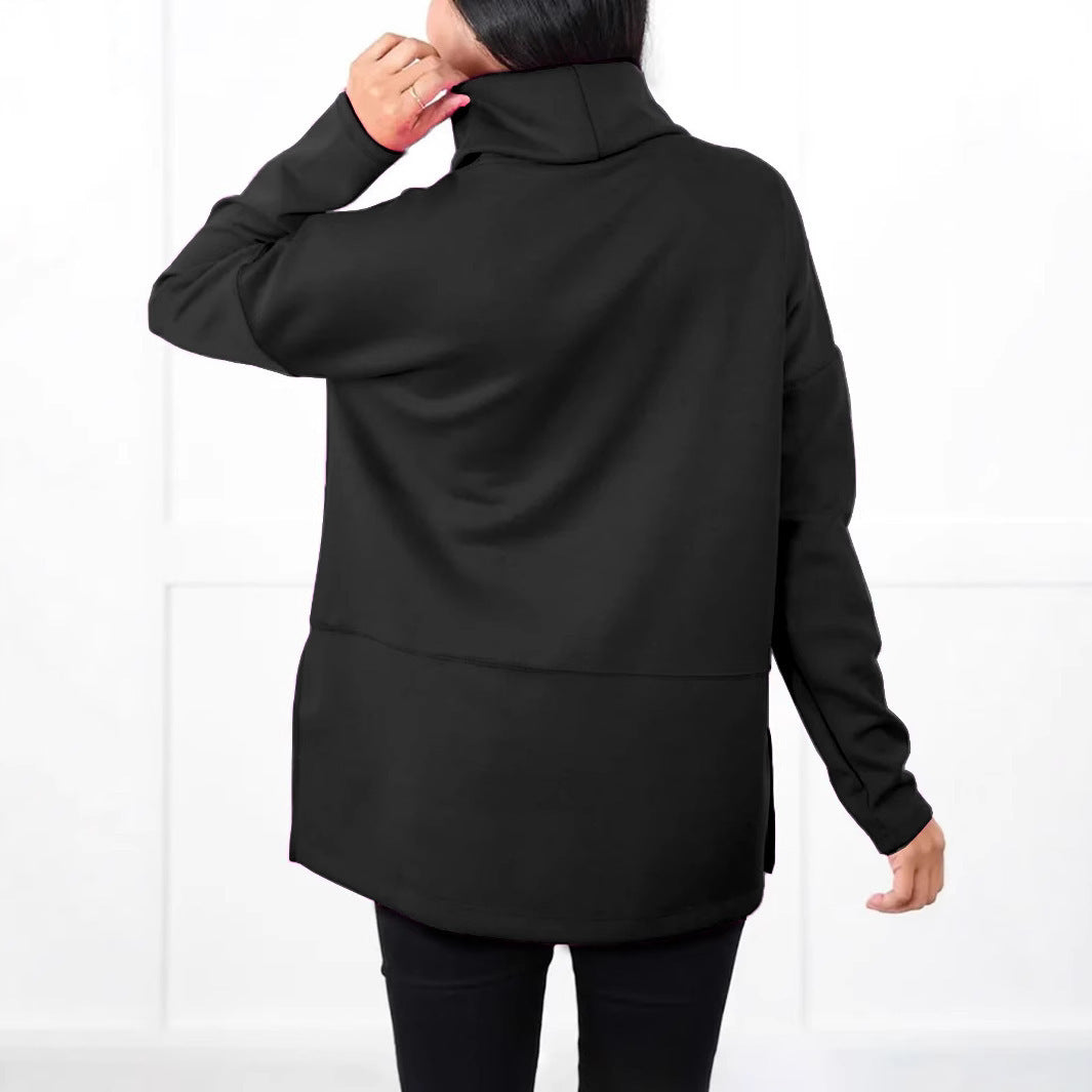 Large Size Multicolor Minimalism Turtleneck Top