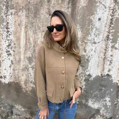 Tie Pocket Cardigan Single-breasted Mid-length Coat