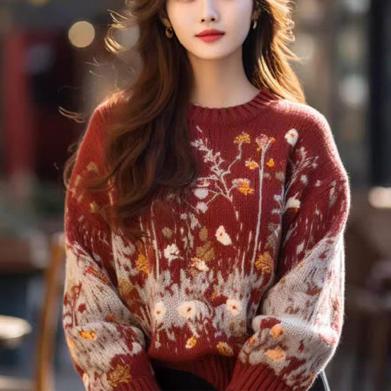 Soft Glutinous Idle Style Loose Red Younger Knitwear