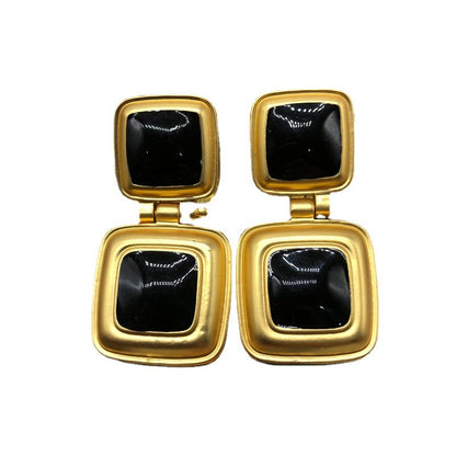 Antique Necklace Earrings Classic Black Enamel Necklace Suit