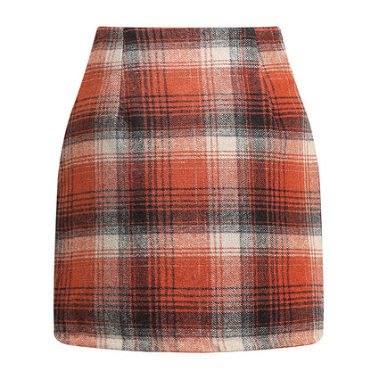 Womens High Waist Plaid Skirt Bodycon Pencil Wool Mini Skirts