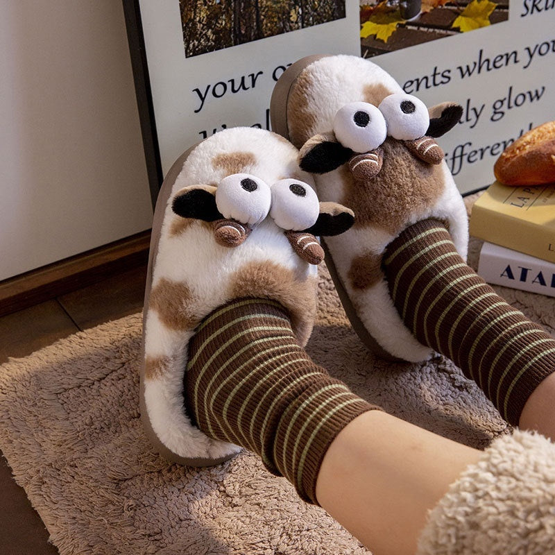 Women's Cotton Slippers For Winter Indoor Home Warmth With Fleece
