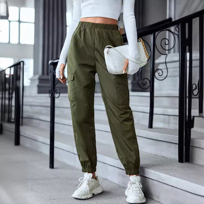Multi-Color Casual Working Pants Multi-pocket Skinny Pants