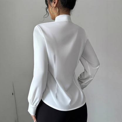Women's Elegant Bow Simple Fashion Long Sleeve Shirt