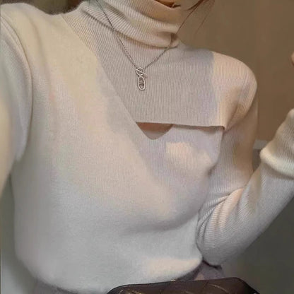 Women's Spring Autumn Underwear Turtleneck Slim Top