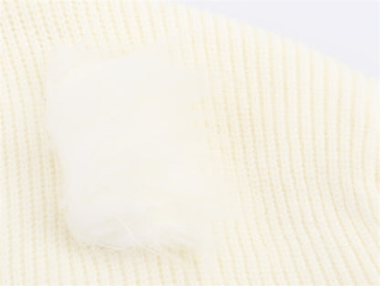 Casual V-neck Cuff Furry Knitted Dress