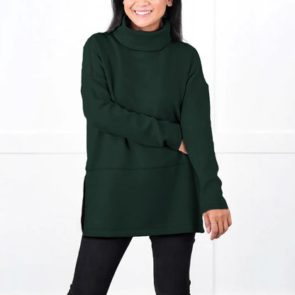 Large Size Multicolor Minimalism Turtleneck Top