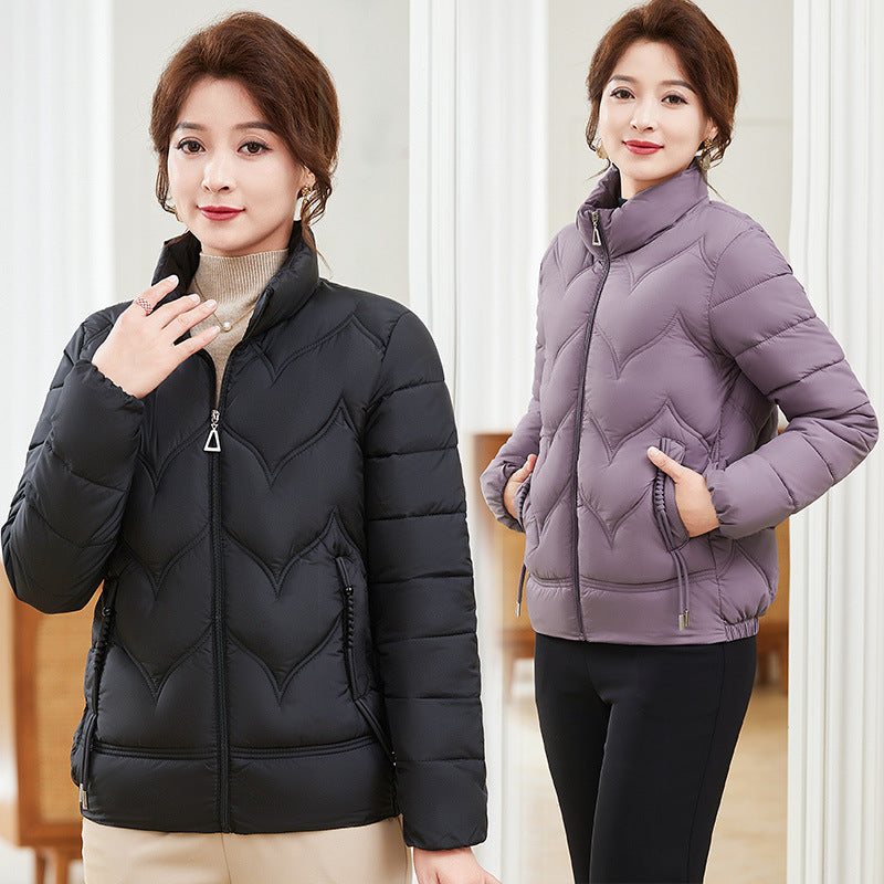 Fashion Stand Collar Pure Color Cotton Clothing Women