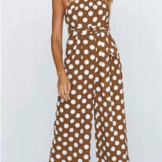 Polka Dot Printing Gallus Siamese Trousers Elegant And Comfortable