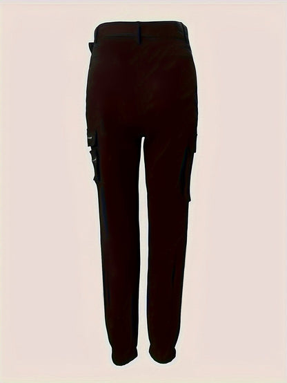 Zipper Pocket Design High Waist Tooling Pants