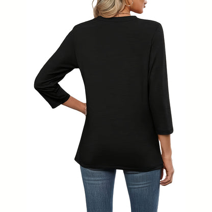 Women's 3-Pack Long Sleeve Tops, Fall Winter Casual Round Neck Tunic Blouses, Lightweight Button Pullover Shirts