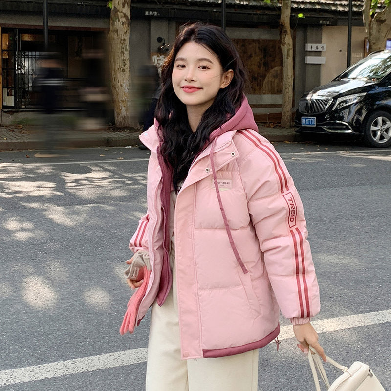 Contrast Color Thick Warm Korean Casual Cotton-padded Jacket