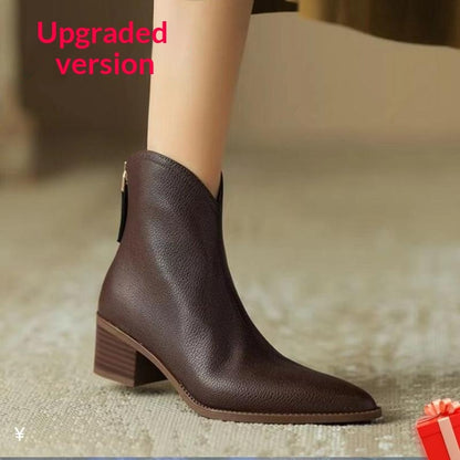 Brown French Short Boots For Women Spring And Summer