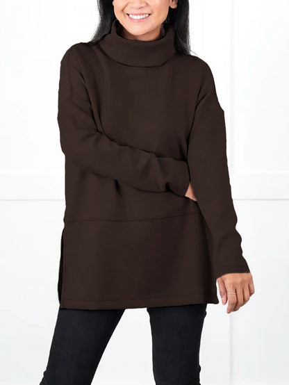 Large Size Multicolor Minimalism Turtleneck Top