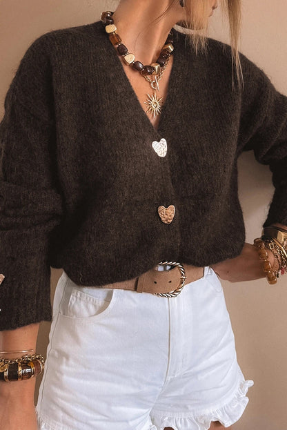 Loose Metal Buckle Sweater Cardigan Coat Women