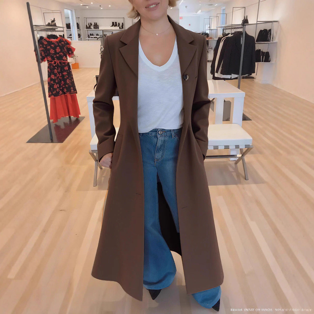 Women's Coat Lapel Leopard Print Casual Trench Women's Clothing