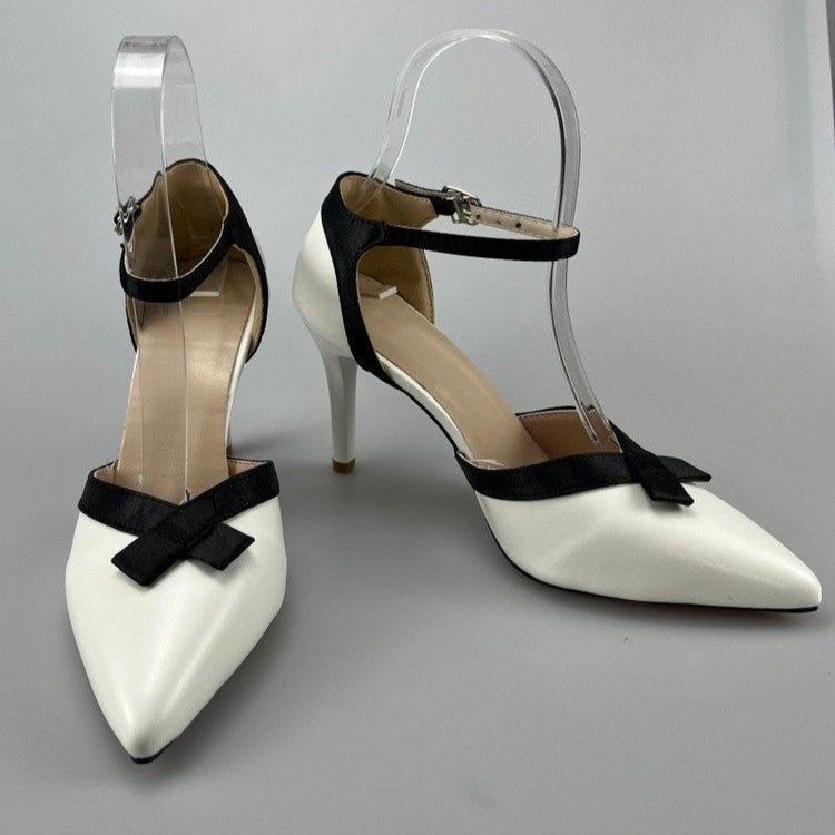 French Elegant Pointed Toe Bow High Heels