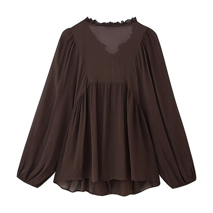 Women's Loose Laminated Decoration Drape Shirt