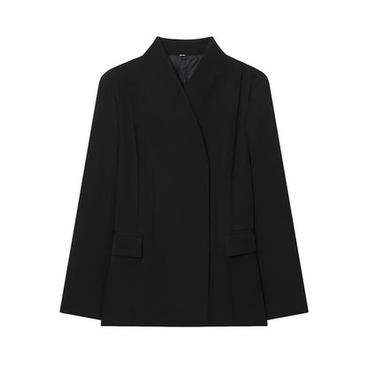 Women's Long Sleeved Shirt Black Slim-fit Suit Jacket