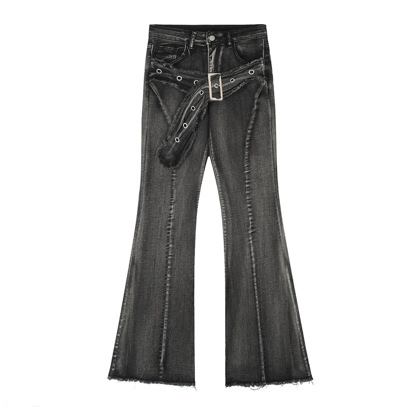 Jeans Women's Frayed Flared Pants Stretch Pants