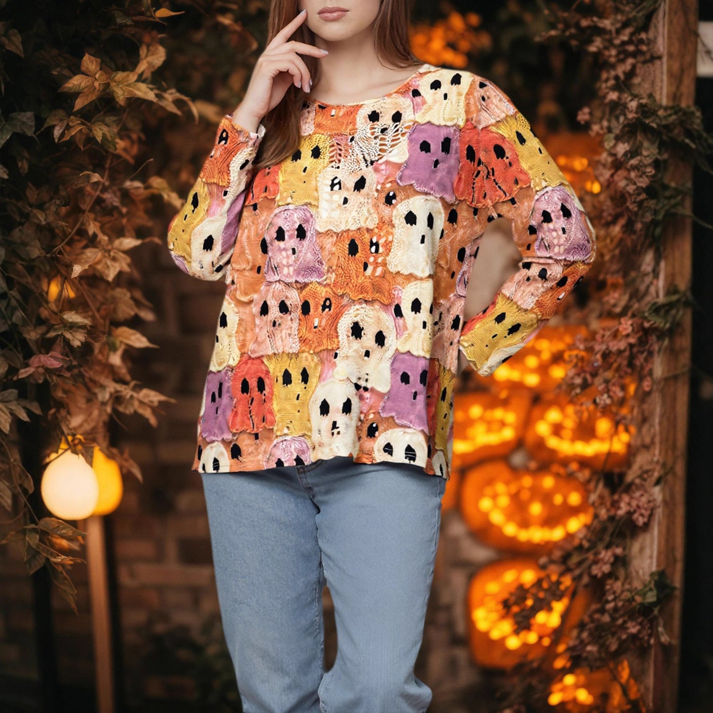 Women's Halloween Theme Printed T-shirt Holiday Dress Up