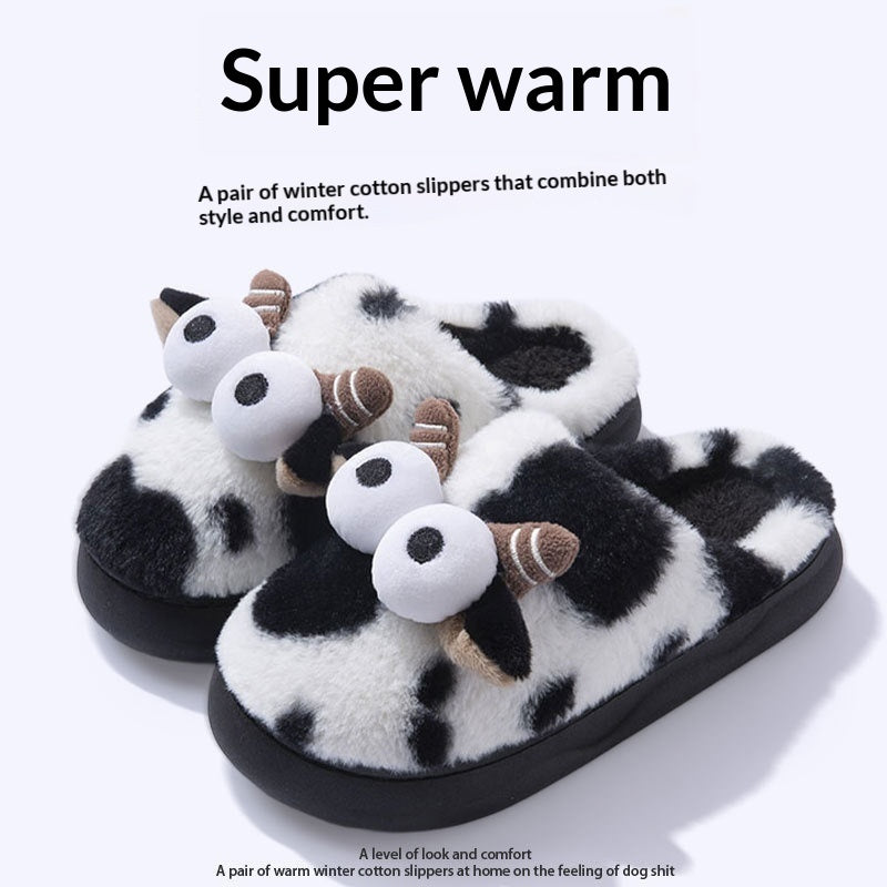Women's Cotton Slippers For Winter Indoor Home Warmth With Fleece