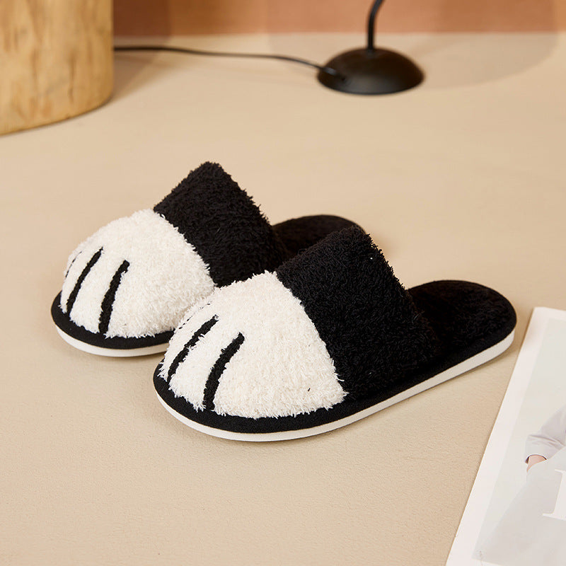 Cute Cartoon Cat Paw Plush Slippers For Home