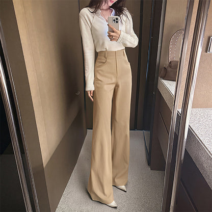 Draping Effect Leisure Horn Mopping Suit Pants