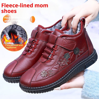 Old Beijing Cloth Shoes Women's Elderly Cotton Winter Fleece-lined Warm Soft Sole
