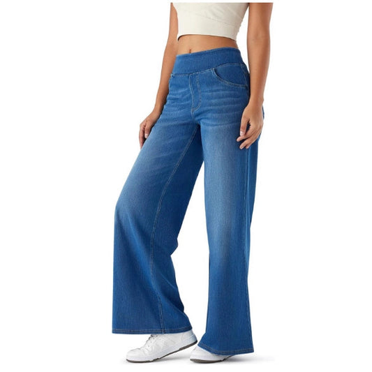 Stretch Waist Drooping Straight Pants Slimming Loose Trendy Denim Trousers