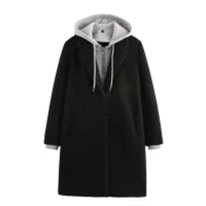 Detachable With Coat And Cap Stitching Coat For Women
