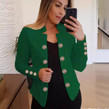 Women's Cuff Button Small Suit Double Buckle Cardigan Top