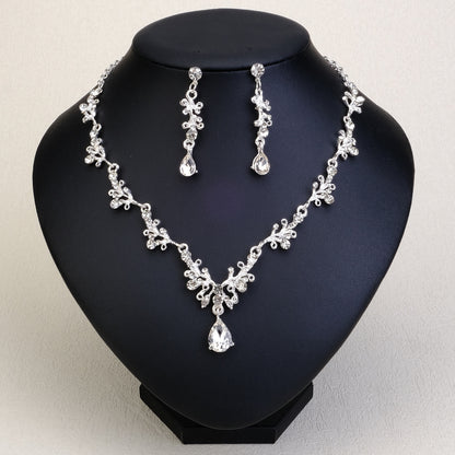 Rhinestone Pearl Earrings & Necklace Set for Women