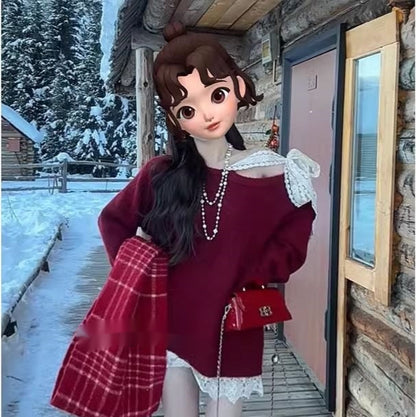 Women's Lace Bow Lace-up Shoulder Top