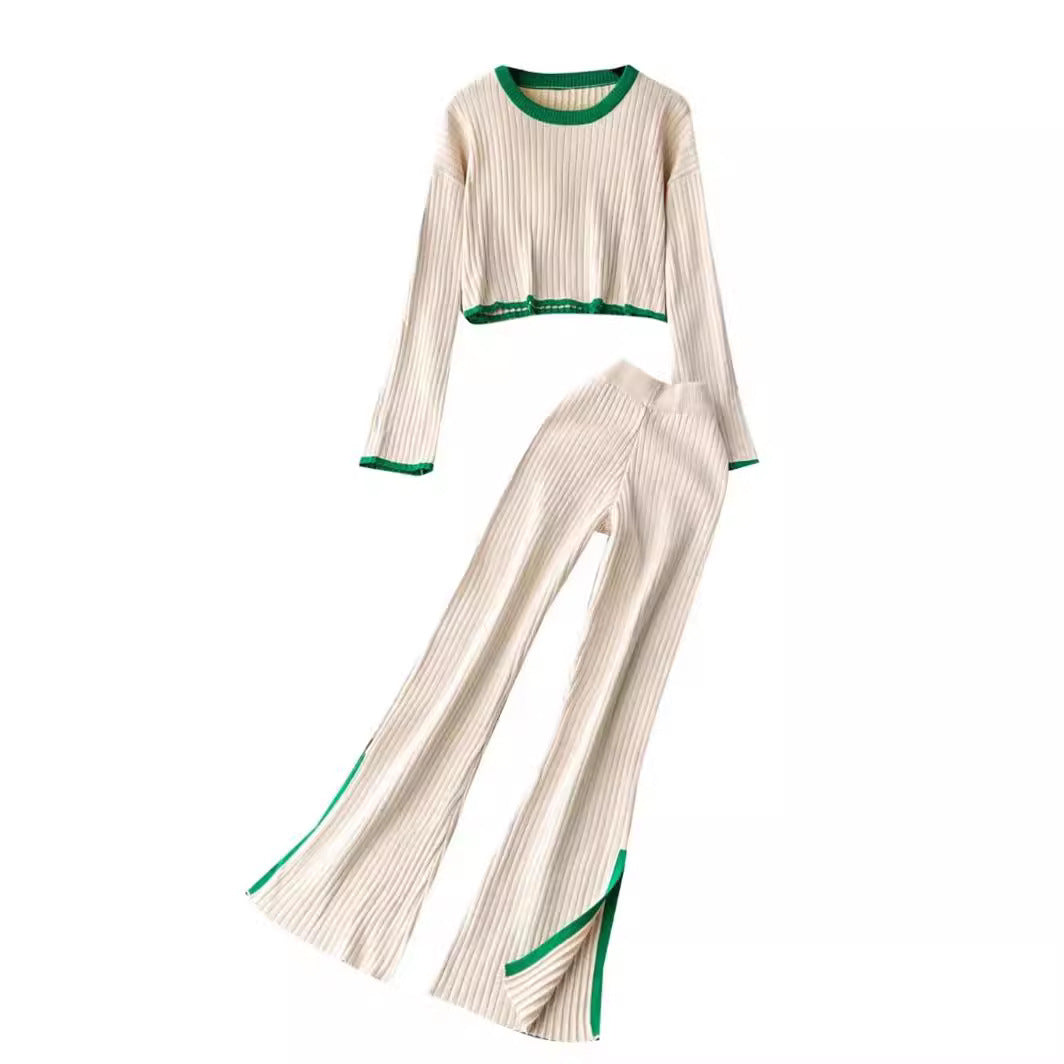 Knitted Top And Trousers Two-piece Set Sweater
