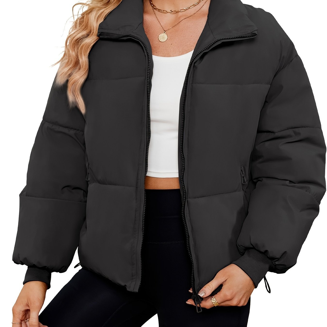 Women's Lightweight Quilted Down Jacket Casual Long Sleeve