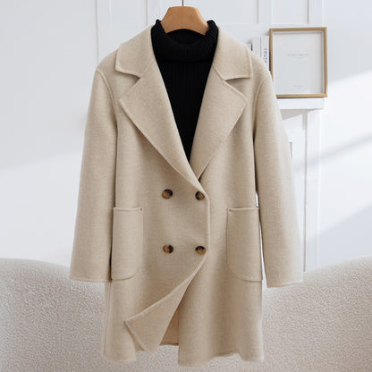 Fashion Double Breasted Woolen Coat Women