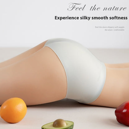 Ice Silk Underwear Women's Traceless Mid Waist Silk Antibacterial Girl Student Pure Cotton