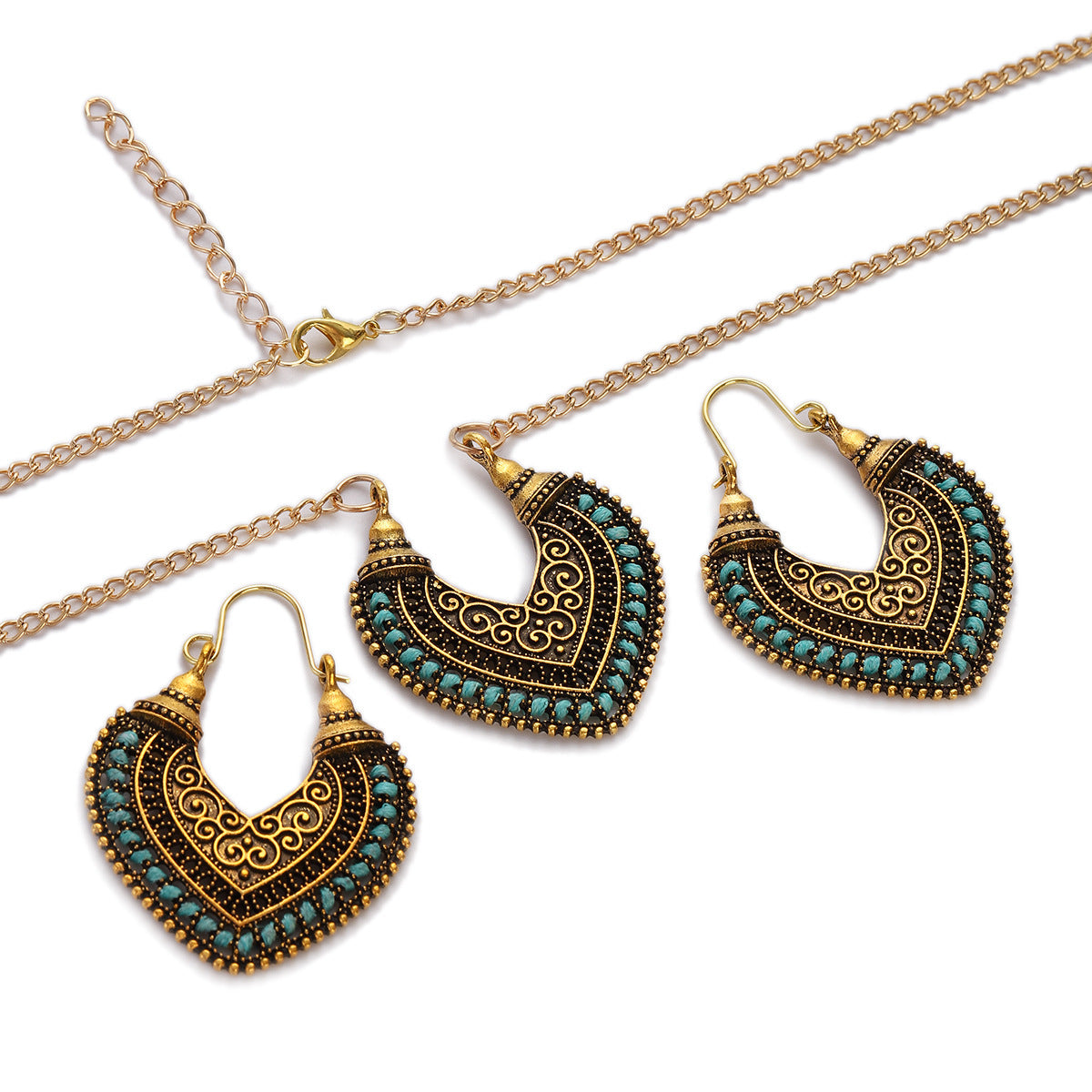Colored Rope Jewelry Set – Earrings & Necklace