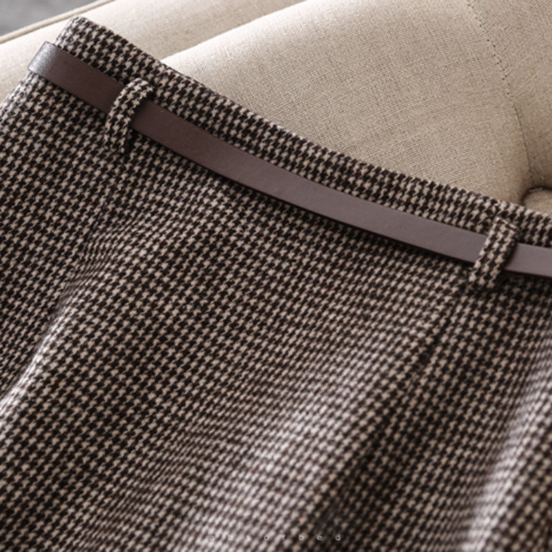 Houndstooth Skirt Women's High Waist