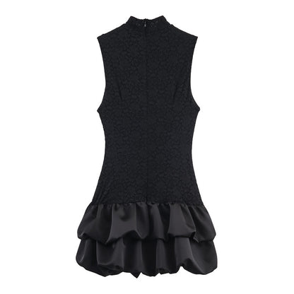 Women's Simple Stitching Lace Short Dress