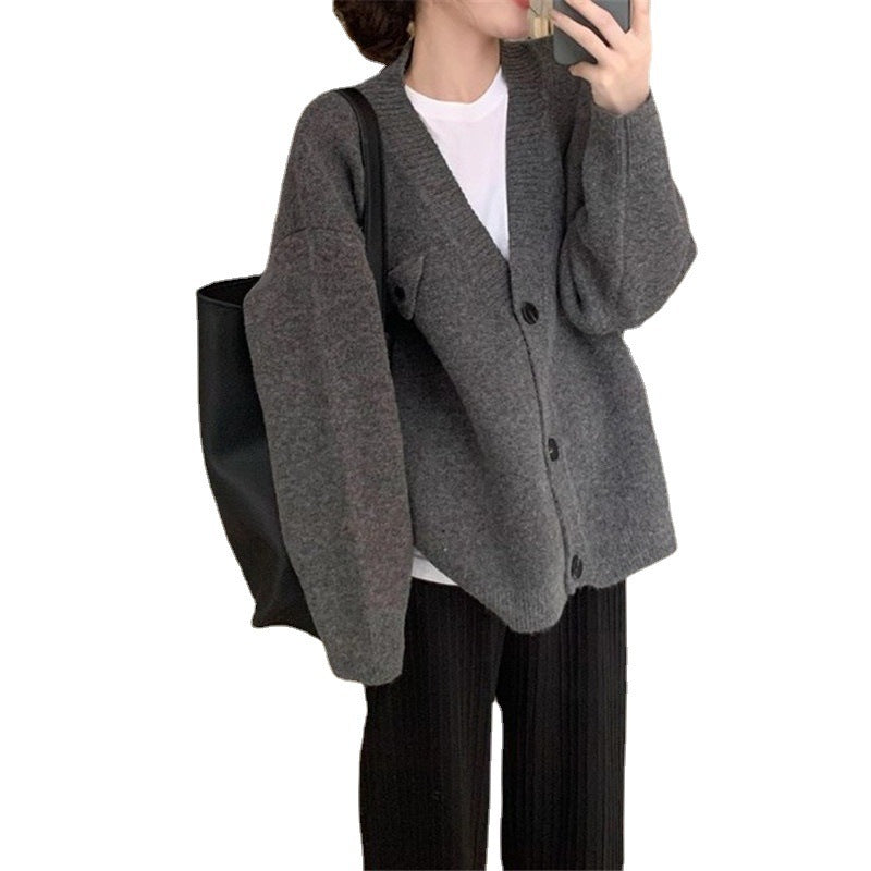 Loose Solid Color Outerwear Top For Women