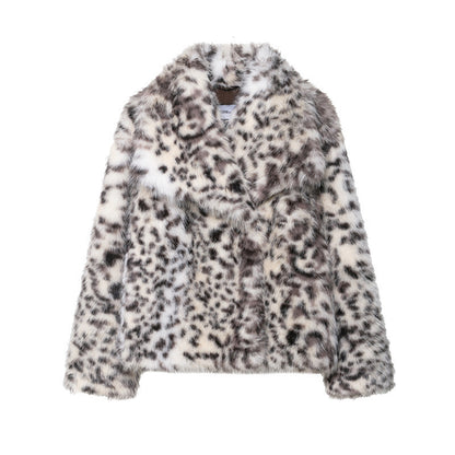 Women's Printed Faux Fur Jacket Coat