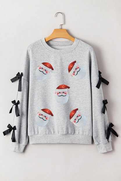 Car Sequin Shining Patch Ribbon Slit Long Sleeve Women