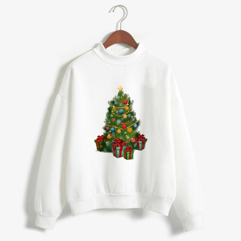 Christmas Printing Turtleneck Sweater Women