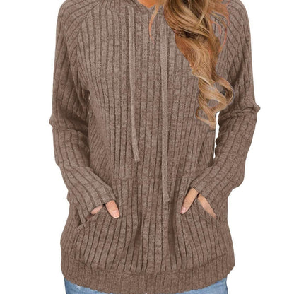 Hooded Sunken Stripe Kangaroo Pocket Sweatshirt