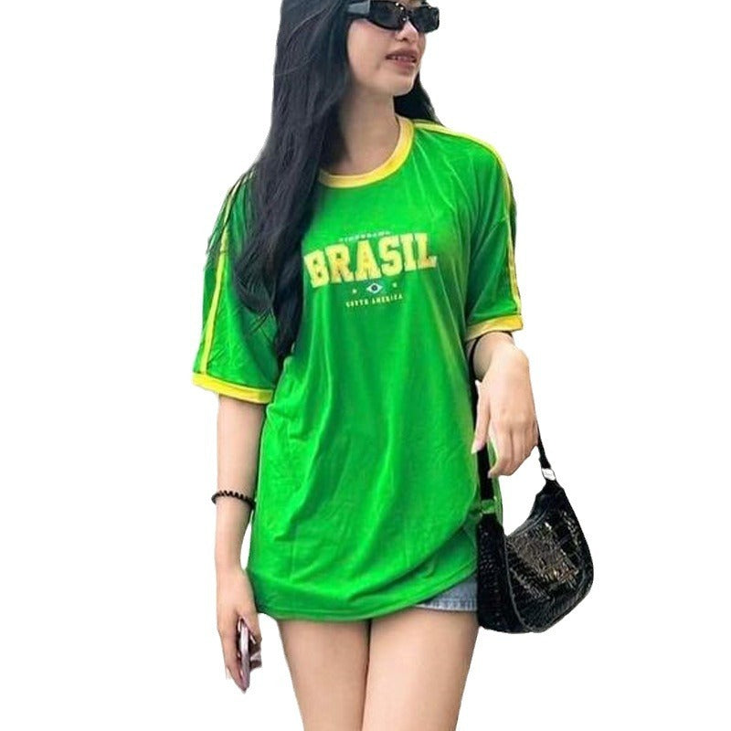 Crew Neck Casual Letter Printed Simple Style T-shirt