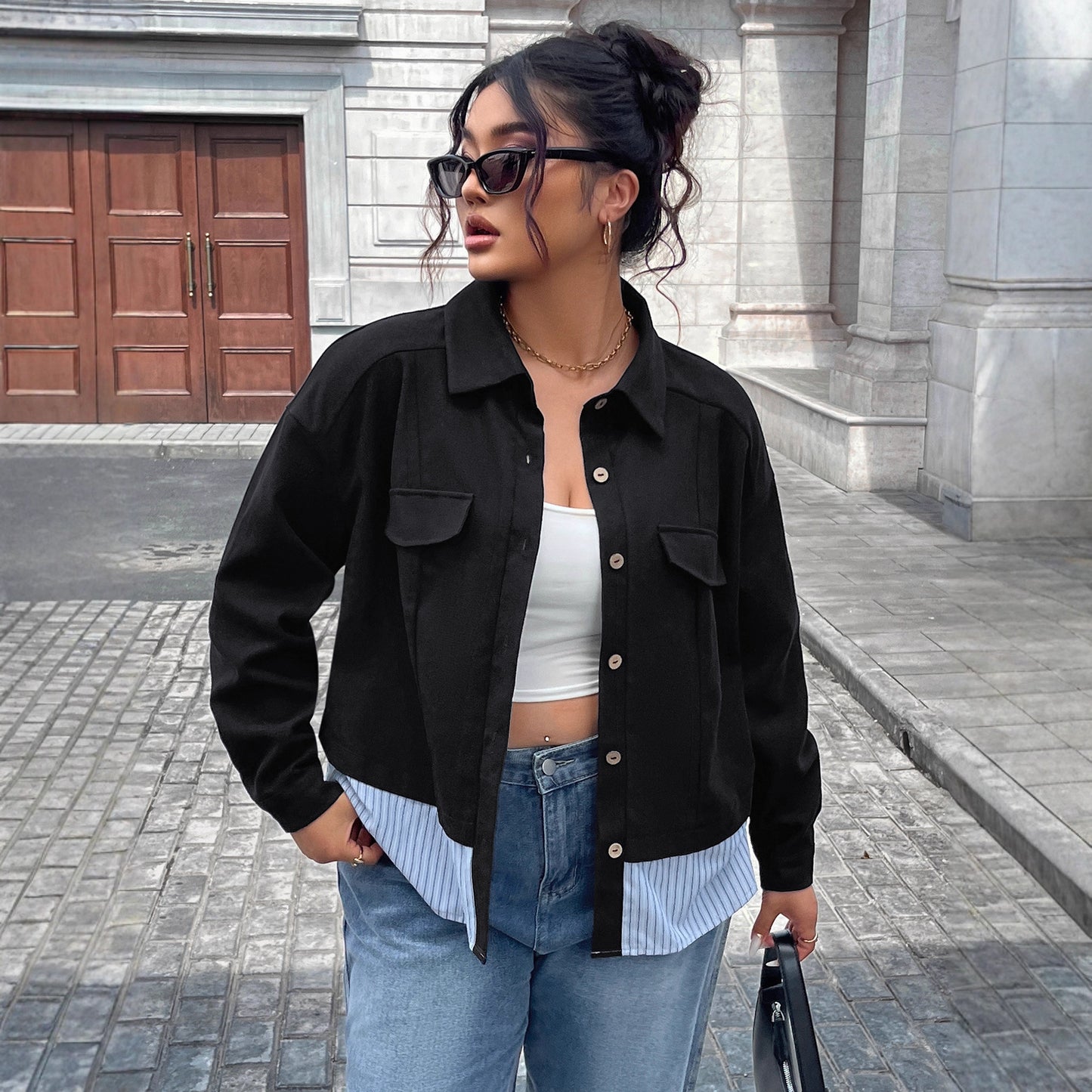 Patchwork Stripes Design Sense Fashionable Jacket